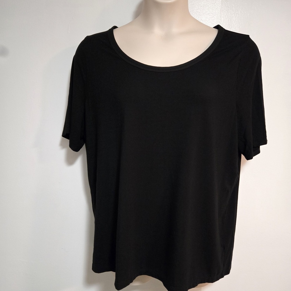 Talbots Plus Size 2X Black Round Neck Soft Rayon Blend Stretch Short Sleeve Tee
